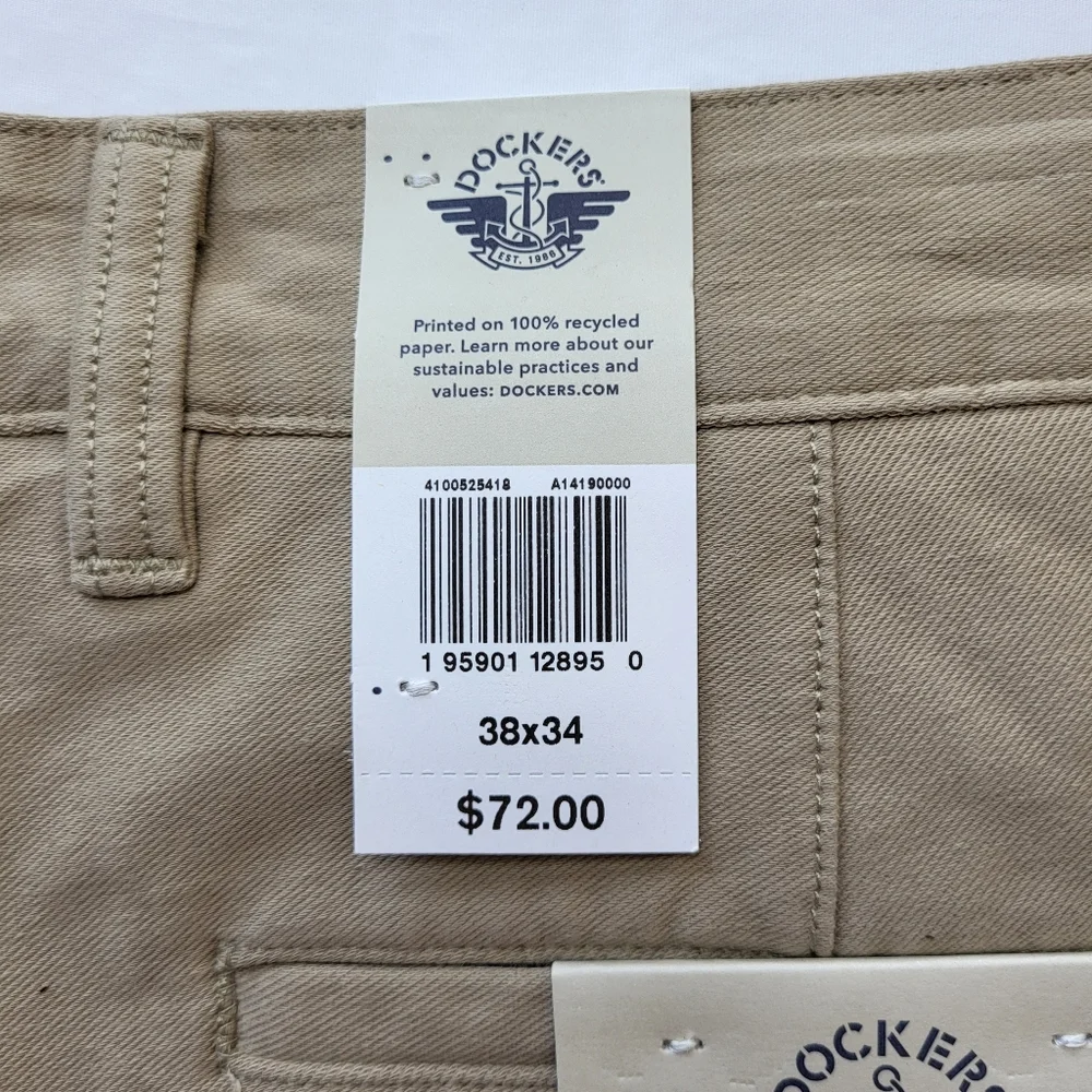 DOCKERS Comfort Knit Slim Fit Chinos | Tan | 38 x 34    (NWT) - Picture 8 of 12